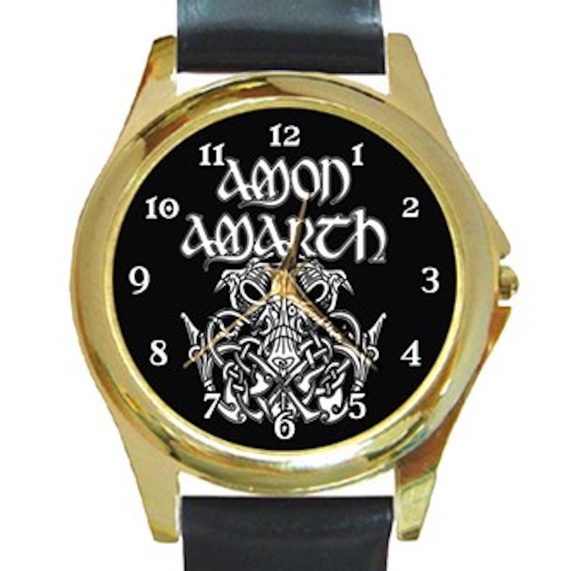 Amon Amarth Heavy Metal Viking Logo Unisex Round Gold Metal Watch
