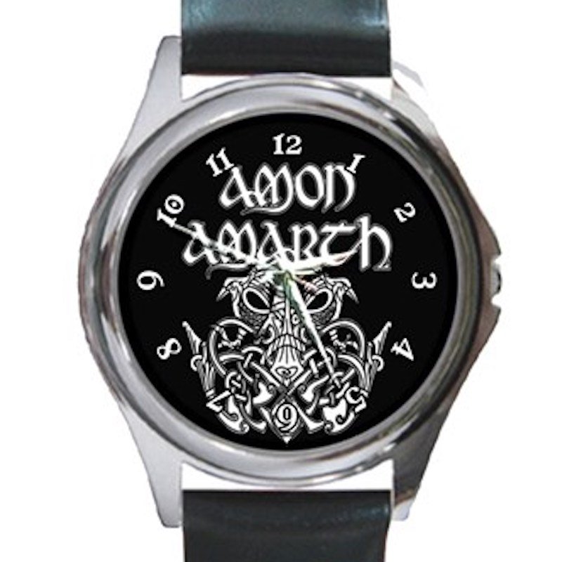 Amon Amarth Heavy Metal Viking Logo Unisex Round Metal Watch