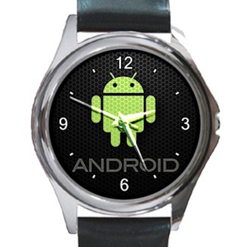 Android Green Logo Unisex Round Metal Watch