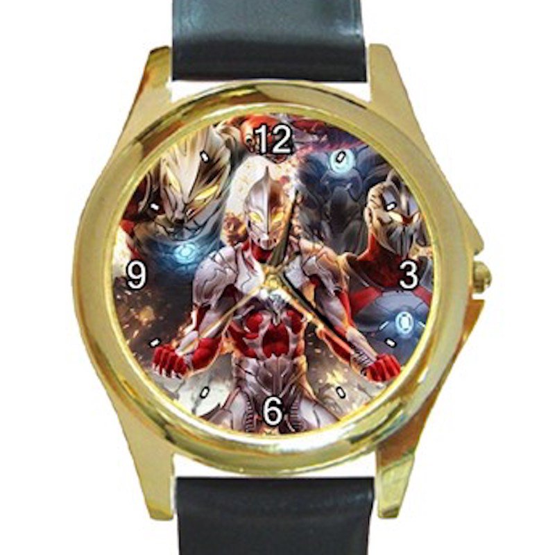 Ultraman Unisex Round Gold Metal Watch