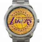 Los Angeles Lakers Basketball Court Logo Unisex Sport Metal Watch