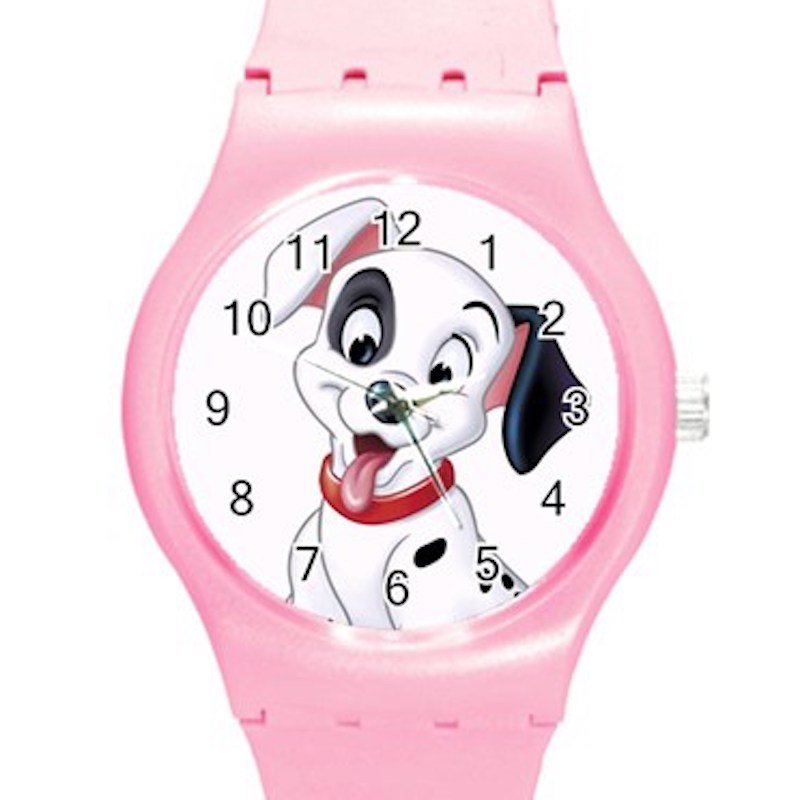 102 Dalmatians Cute Happy Puppy ICE Style Round TPU Medium Sports Watch-Pink