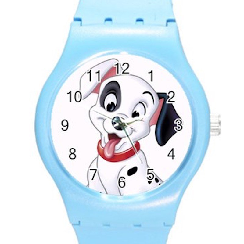 102 Dalmatians Cute Happy Puppy ICE Style Round TPU Medium Sports Watch-Blue