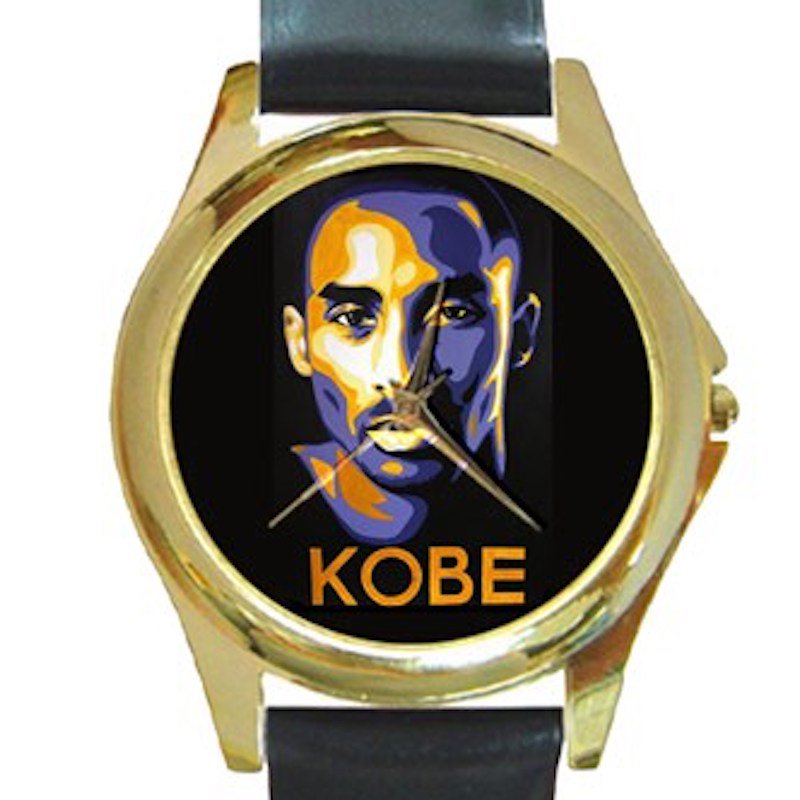 Kobe Bryant Art Portrait Unisex Round Gold Metal Watch