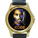 Kobe Bryant Art Portrait Unisex Round Gold Metal Watch