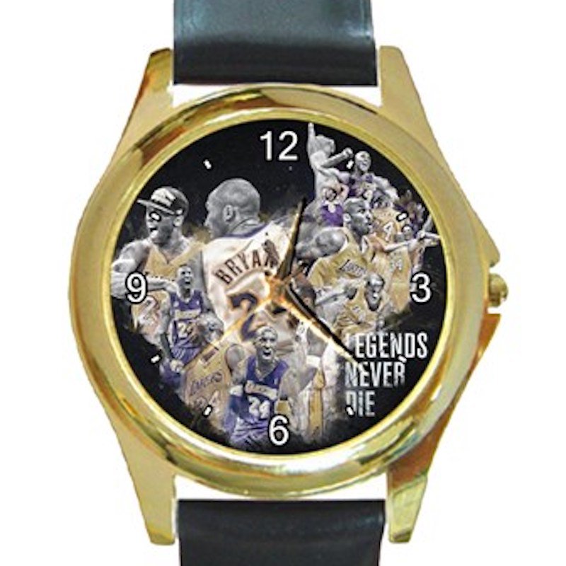 Basketball Legends Never Die Kobe Bryant Unisex Round Gold Metal Watch