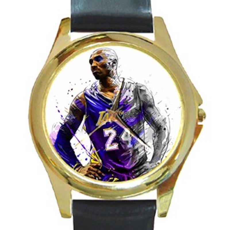 Kobe Bryant Art Portrait Unisex Round Gold Metal Watch