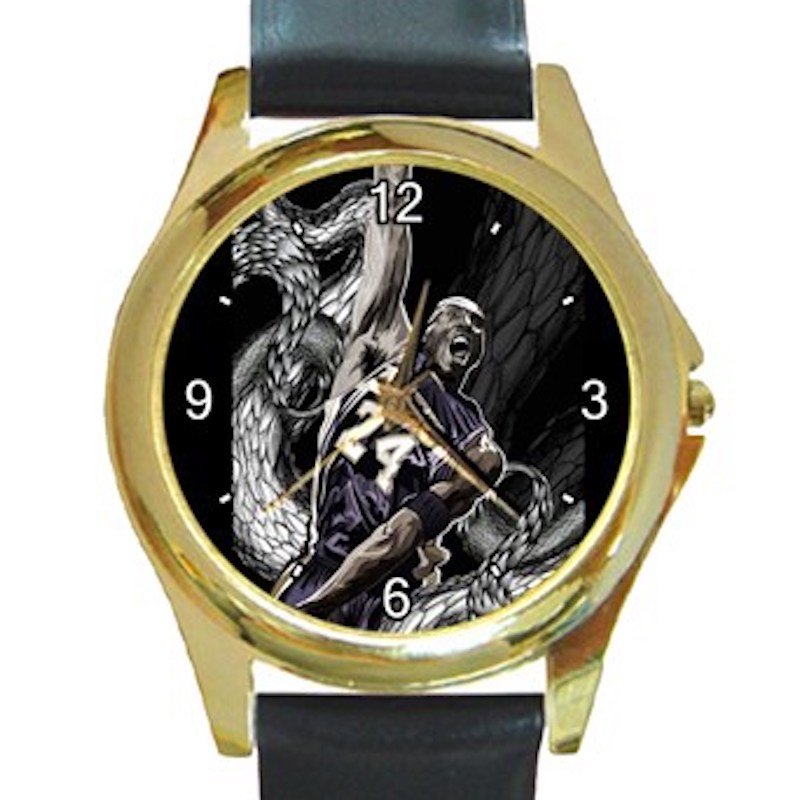 Kobe Bryant Mamba Painting Unisex Round Gold Metal Watch
