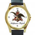 Anheuser Busch Budweiser Beer Unisex Round Gold Metal Watch