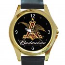 Budweiser Eagle Beer Logo Unisex Round Gold Metal Watch
