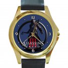 Assassins Creed III Unisex Round Gold Metal Watch