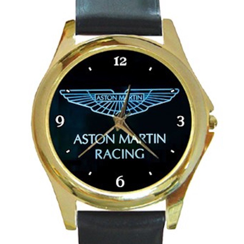 Aston Martin Car Logo Unisex Round Gold Metal Watch