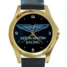 Aston Martin Car Logo Unisex Round Gold Metal Watch