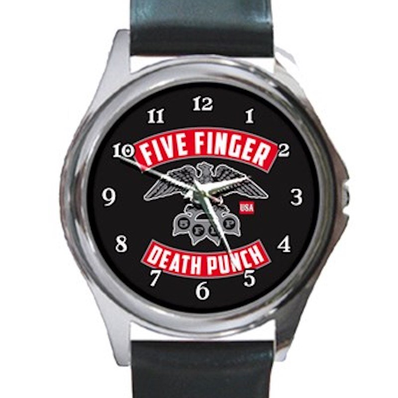 5FDP 5 Finger Death Punch With Eagle Logo Unisex Round Metal Watch