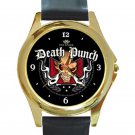 Five Finger Death Punch Iron Cross Unisex Round Gold Metal Watch