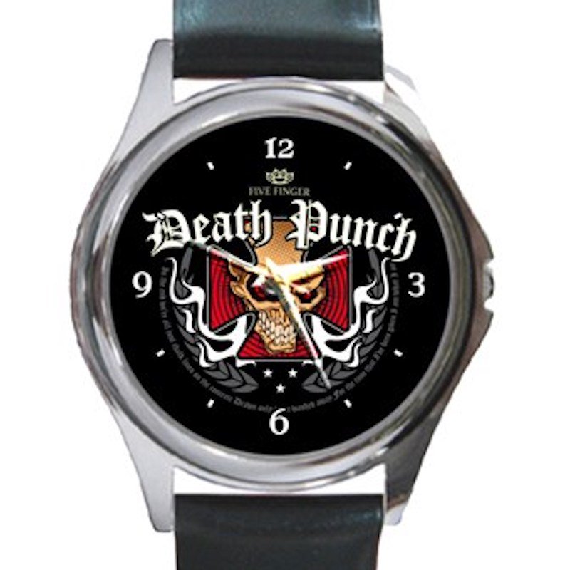 Five Finger Death Punch Iron Cross Unisex Round Metal Watch