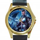 Thor Avengers End Game Unisex Round Gold Metal Watch