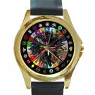 Marvel Superheroes Symbols Unisex Round Gold Metal Watch