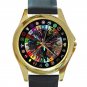 Marvel Superheroes Symbols Unisex Round Gold Metal Watch