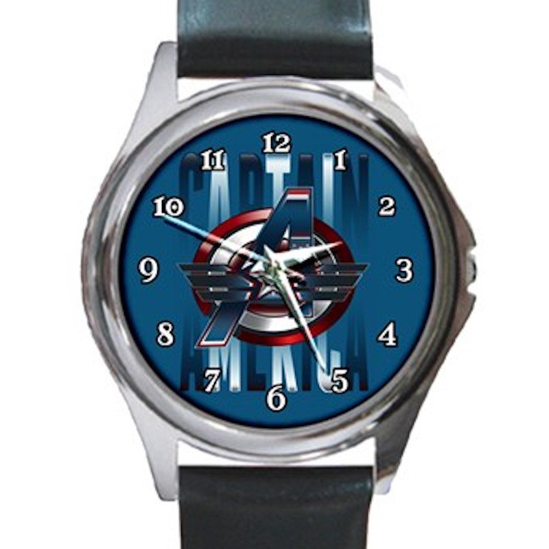 Captain America Avengers Logo Unisex Round Metal Watch