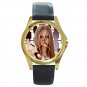 Avril Lavigne Punk Rock Singer Unisex Round Gold Metal Watch