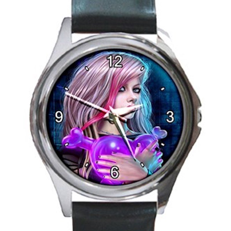Avril Lavigne Rock Singer Art Print Unisex Round Metal Watch