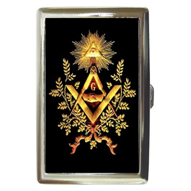 MASONIC FREEMASON SYMBOL High Quality Silver Chrome Cigarette Money/ Credit Card Case