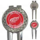Detroit Red Wings Round Logo High Quality Metal Chrome 3-in-1 Golf Divot