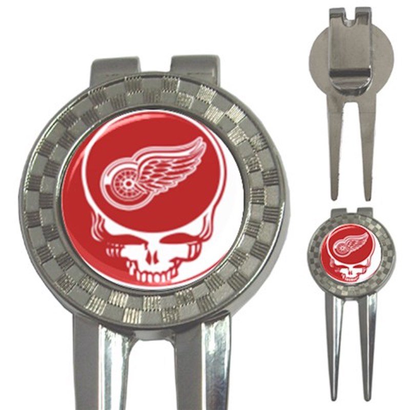 Grateful Dead Detroit Red Wings Round Logo High Quality Metal Chrome 3-in-1 Golf Divot