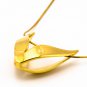 sWINGS Happy, Pendant with chain. 18k Gold Plated Brass.