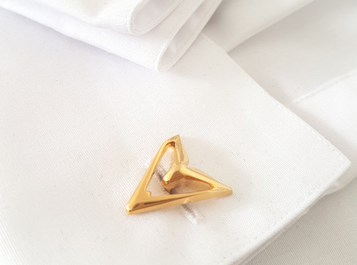 Sharp Astronaut, Cufflinks. 18k Gold Plated Brass