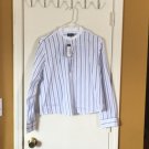 Ralph Lauren POLO (sz. 14) blue & white striped button-up long-sleeve blouse NWT