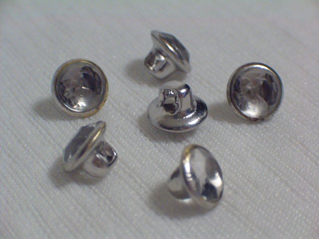 6 METAL & CRYSTAL SHANK BUTTONS ~ 8MM