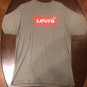 LEVIS Shirt Mens LARGE Gray Standard Short Sleeve Spell out Logo Crew