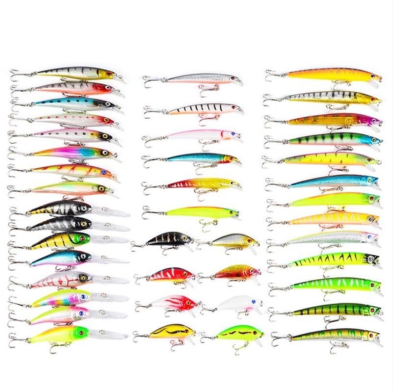 XBLACK 48-Piece Hard Fishing Lure Set — Assorted Crankbaits, Poppers, Minnows & VIBs For Bass, Trout, Saltwater & Freshwater
