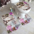 3pcs Mat Bath Bathroom Toilet Rug Non Slip Cover Set Pedestal Lid Mats Easter