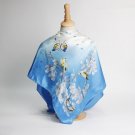 Head Scarf Women Butterfly Shawl Flower Soft Satin Print Square Scarves Fashion