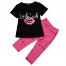 Toddler Kids Baby Girls Clothing Cotton T Shirt Tops Short Sleeve Pants 2Pcs New