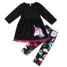 Baby Kids Dress Set Unicorn Girls T Shirt Pants Clothes Outfit Top Legging Gift