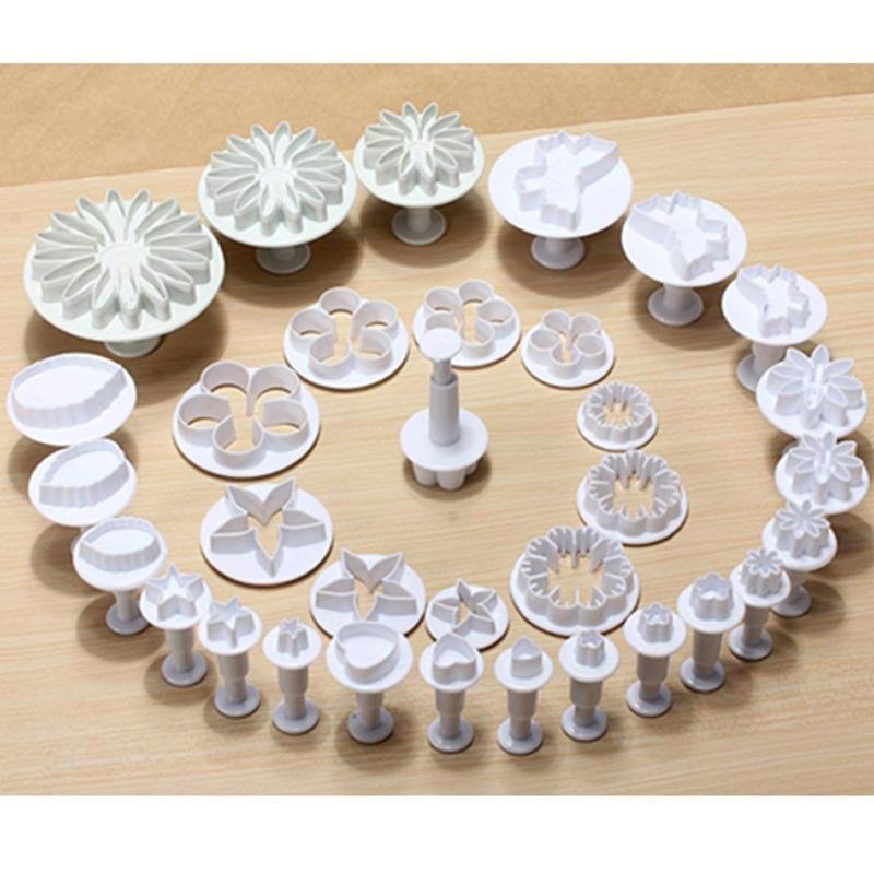 33pcs/set Sugarcraft Cake Decorating Fondant Plunger Cutters Tools Mold Baking