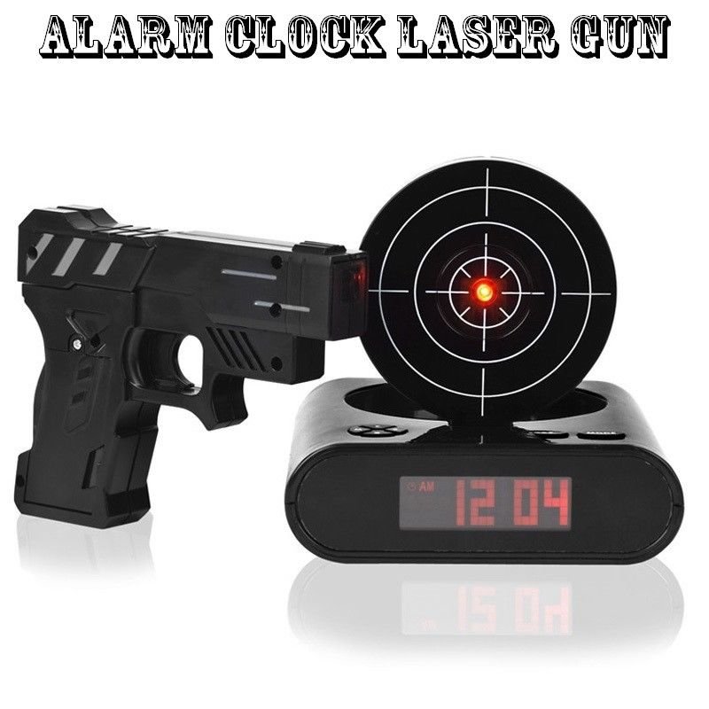Alarm Clock Target Gun Laser Lcd Novelty Shooting Screen Shoot Gadget Game Toy
