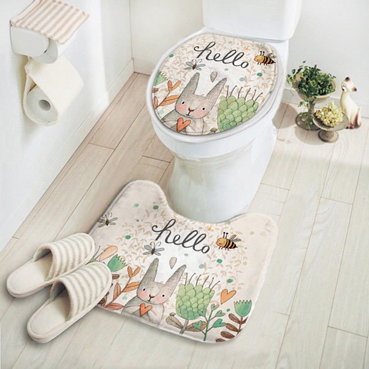 2pcs Set Bathroom Rug Shower Curtain Bath Mat Piece Towels Toilet Carpet New Hot