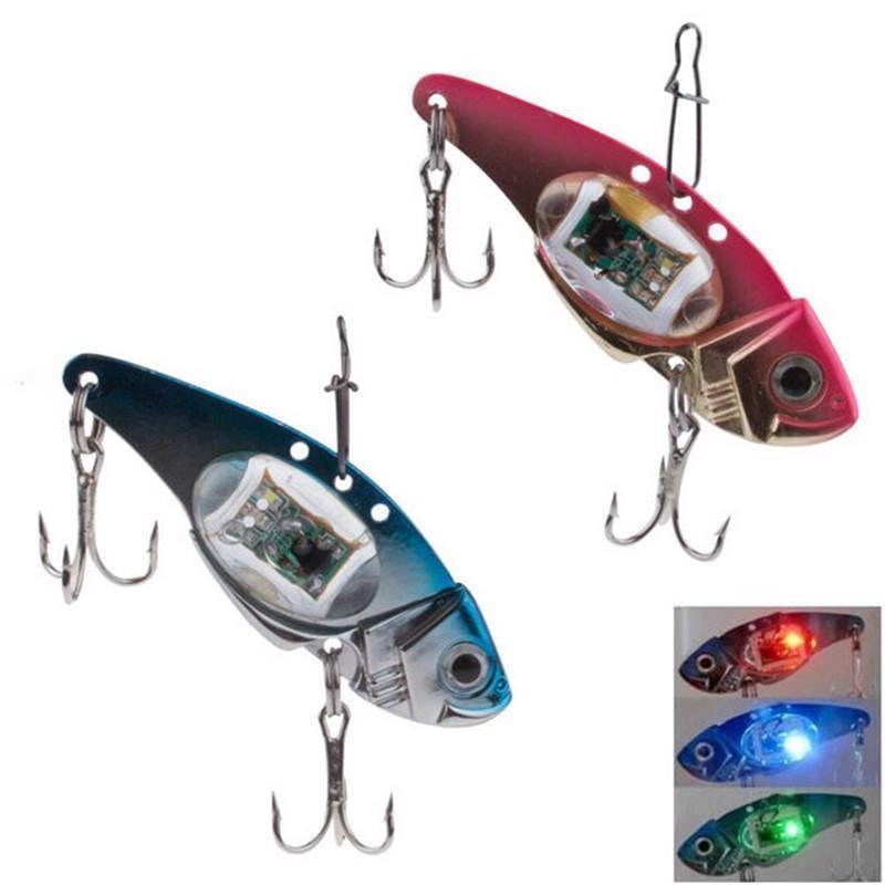 LED Light Fishing Lure Treble Hook Electronic Fishing Lamp Bait Tackle Fish Bass
