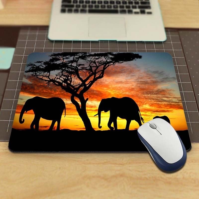 Mouse Pad Mat Computer Pc Gaming Non Slip Soft Desk Decor Elephant Vintage 3D