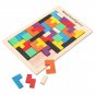 Tetris Puzzle Game Preschool Wooden Tangram Brain Teaser Toys Colorful Children