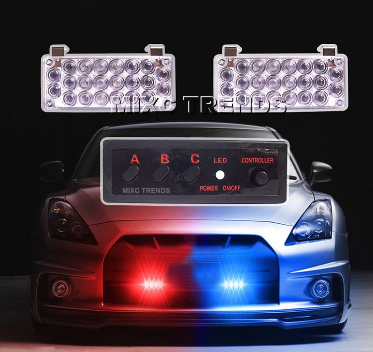 Led Light Red Blue Police Beacon Light Emergency Warning Flash Strobe Flashing