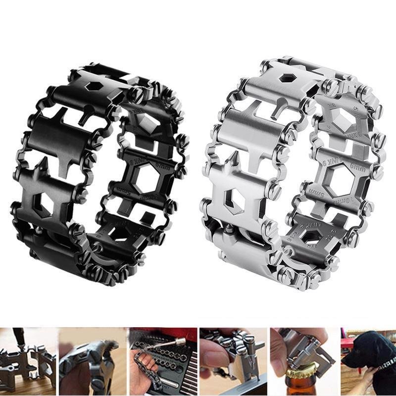 Multifunction Bracelet Strap Tool Screwdriver Can Opener Stainless Steel 29 In 1