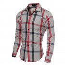 Men Shirt Long Sleeve Dress S Plaid Blouse Streetwear Casual Style Turn Down Hot
