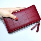 Women Leather Purse Plaid Wallet Card Phone Holder Clutch Lady Long Handbag Coin