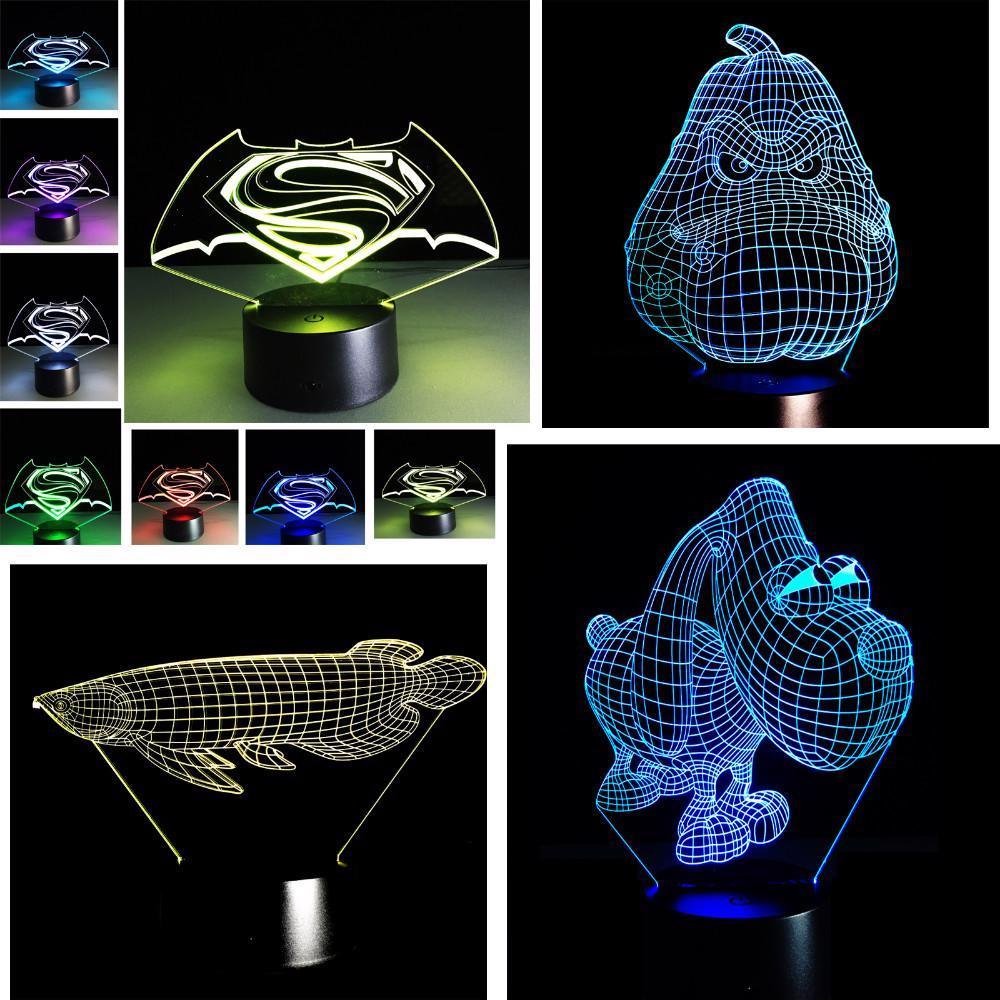 Optical Illusion Led Night Lamp Desk Table 3d Touch Switch 7 Colors Change Bulb